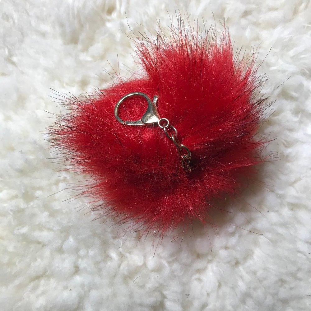 Red Fuzzy Key Chain Purse Adornment